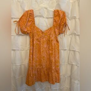 Lush Orange and Pink tropical Dress